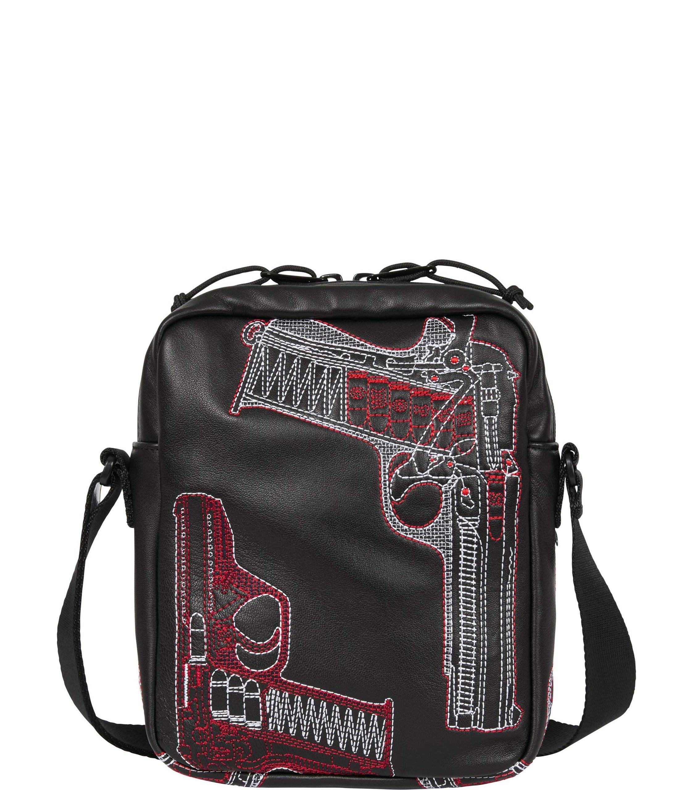 Guns Embroidered Leather Shoulder Bag view 2
